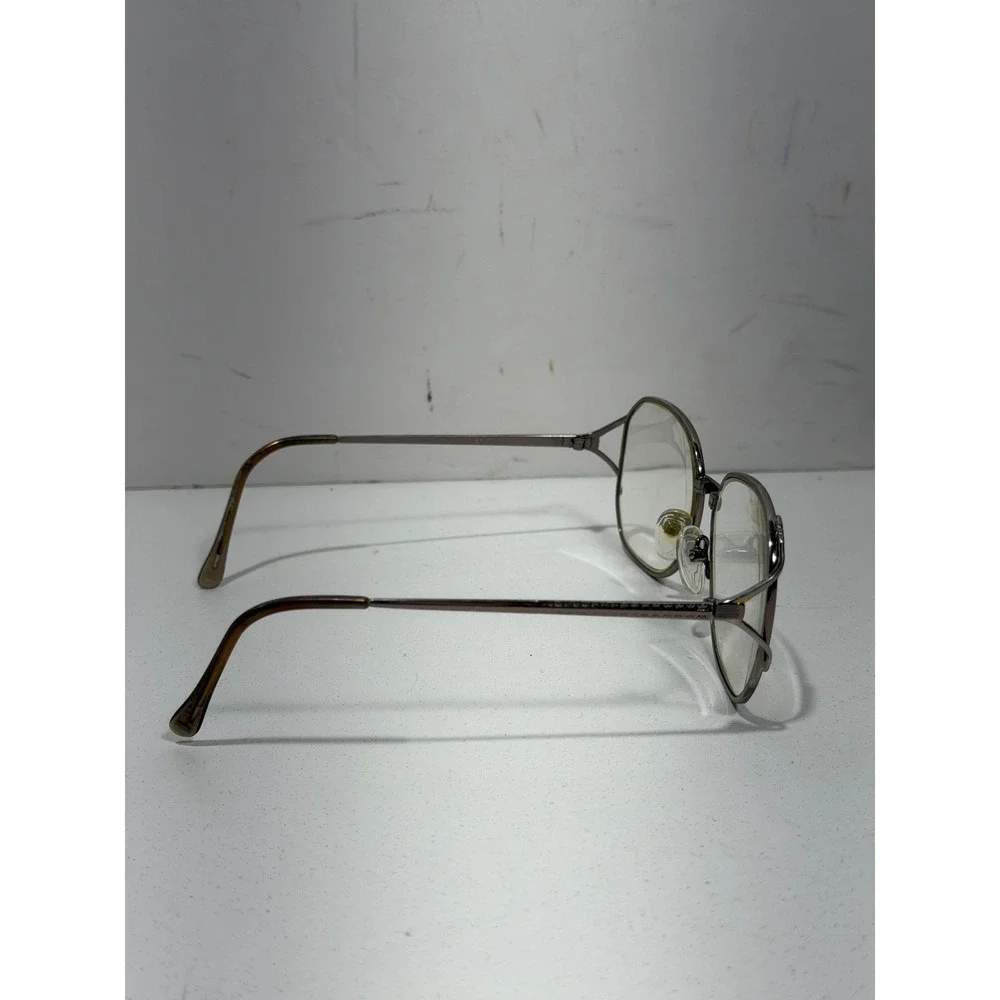 Vintage Oversized Aviator Eyeglasses Frames Silver Tone Double Bridge‎ with Case